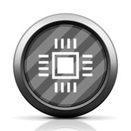 Computer Chip icon on a round button N15