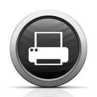 Computer Printer icon on a round button N7
