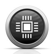 Computer Chip icon on a round button N16