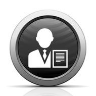 Businessman icon on a round button N164