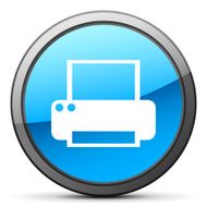 Computer Printer icon on a round button N9