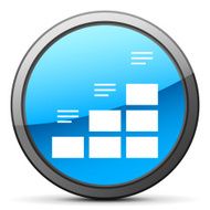 Bar Graph icon on a round button N160