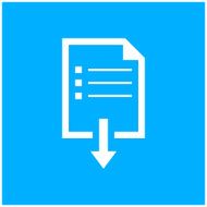 Document Downloading icon on a blue background