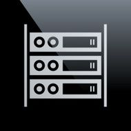 Computer Server icon on a black background N3