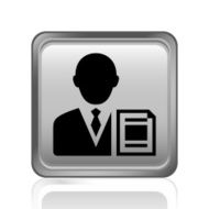 Businessman icon on a square button N73