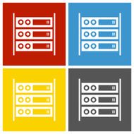 Computer Server icon on square buttons N3