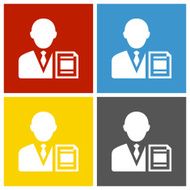 Businessman icon on square buttons N36