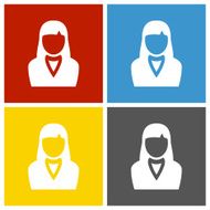 Businesswoman icon on square buttons N13