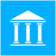 Bank icon on a blue background N10
