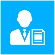 Businessman icon on a blue background N19