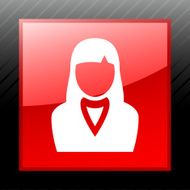 Businesswoman icon on a square button N22