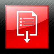 Document Downloading icon on a square button N2