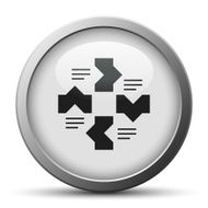 Flowchart icon on a silver button N14