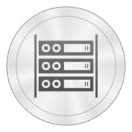 Computer Server icon on a round button N13