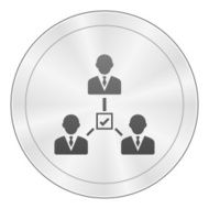 Leadership icon on a round button N26