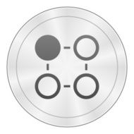 Flowchart icon on a round button N140