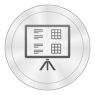 Presentation icon on a round button N13