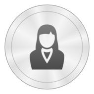 Businesswoman icon on a round button N50