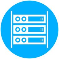 Computer Server icon on a round button N14