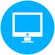 Computer icon on a round button N23