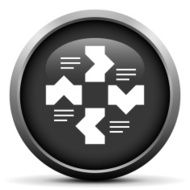 Flowchart icon on a round button N143