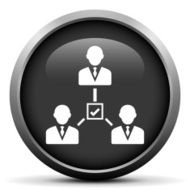 Leadership icon on a round button N28