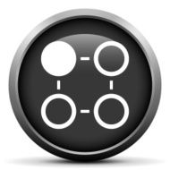 Flowchart icon on a round button N144