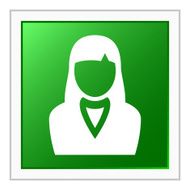 Businesswoman icon on a square button N24