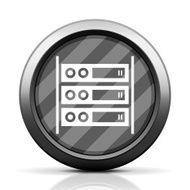 Computer Server icon on a round button N16
