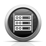 Computer Server icon on a round button N17