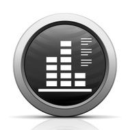 Bar Graph icon on a round button N177