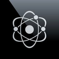 Atom icon on a black background