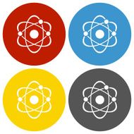 Atom icon on circle buttons