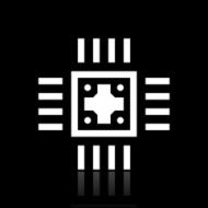 Computer Chip icon on a black background N5
