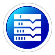 Flowchart icon on a round button N153