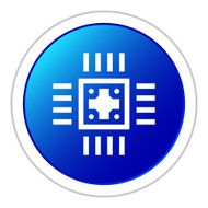Computer Chip icon on a round button N19