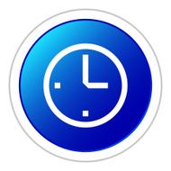 Clock icon on a round button