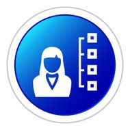 Businesswoman icon on a round button N56