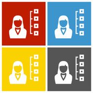 Businesswoman icon on square buttons N15