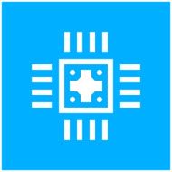 Computer Chip icon on a blue background N3