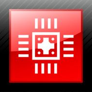 Computer Chip icon on a square button N10