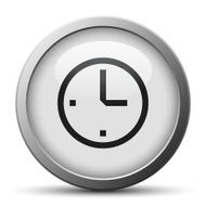 Clock icon on a silver button