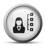 Businesswoman icon on a silver button N7