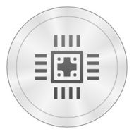 Computer Chip icon on a round button N22