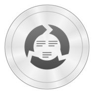 Chevron Chart icon on a round button N84