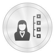 Businesswoman icon on a round button N59
