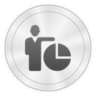 Businessman icon on a round button N180