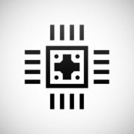 Computer Chip icon on a white background N16
