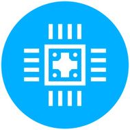 Computer Chip icon on a round button N23