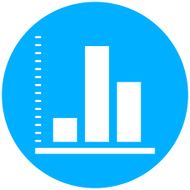 Bar Graph icon on a round button N188